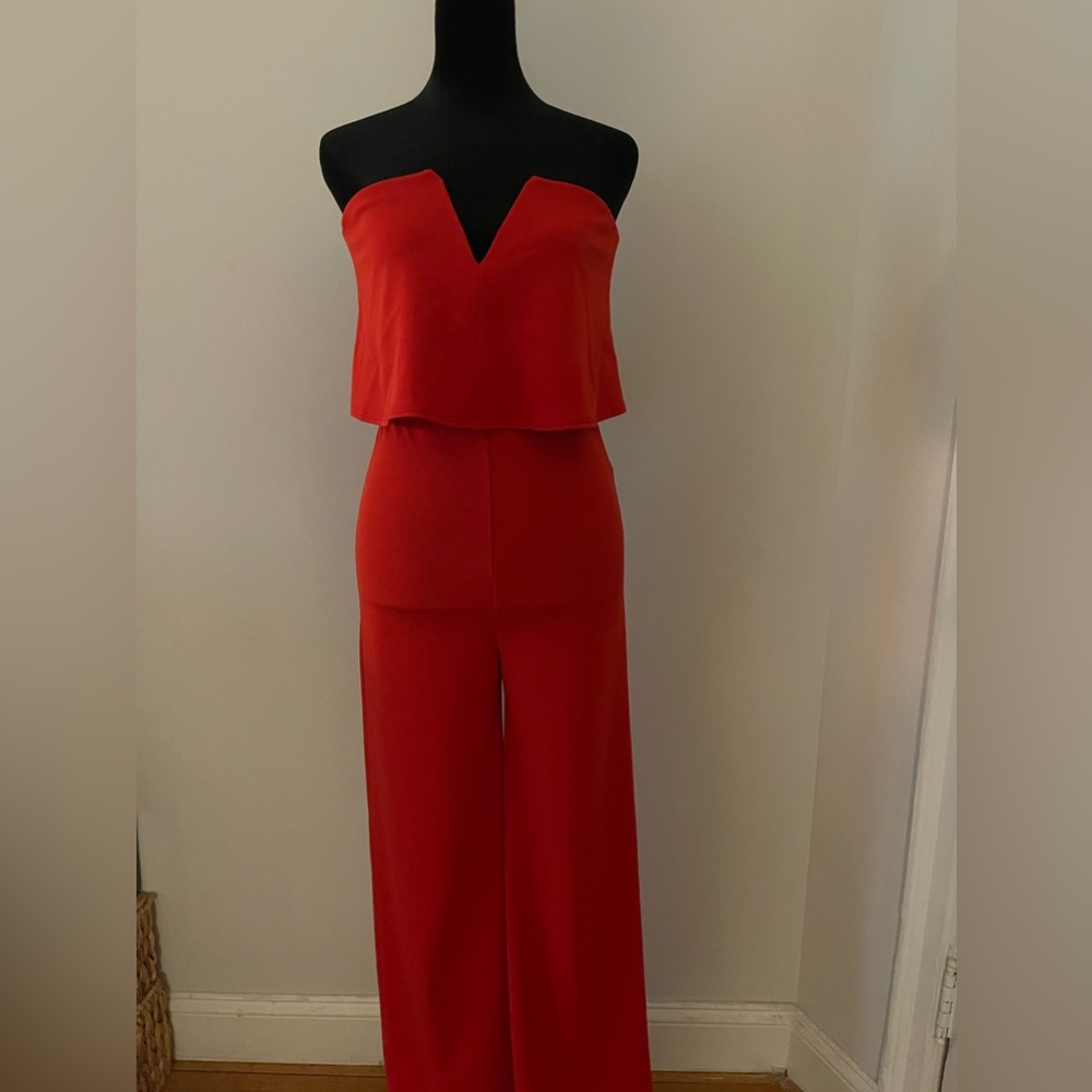 NWT Lulus Power of Love Red Strapless Jumpsuit. Size S
